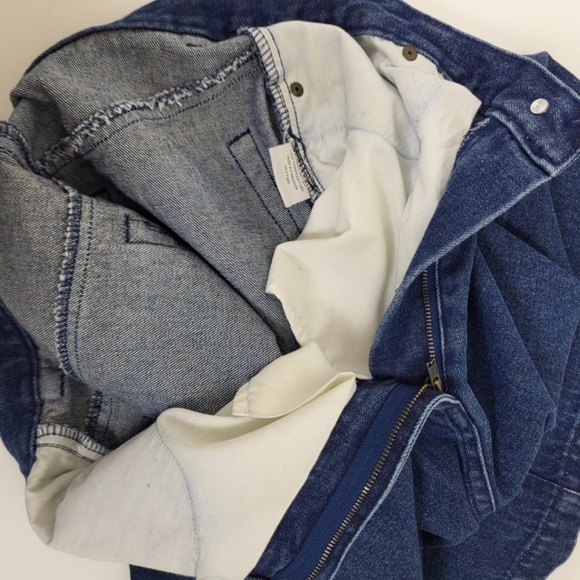 90’s Denim Midi Skirt knee length jean vintage front zipper slit pencil - Picture 7 of 8